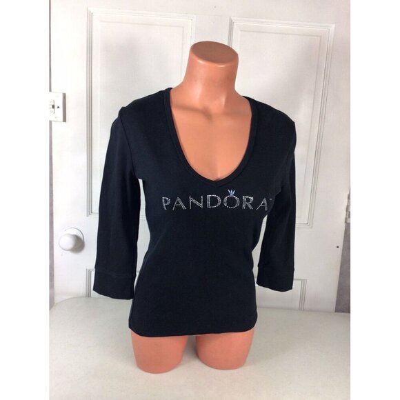 Pandora Top Blouse Crystal Encrusted Womens Small - Picture 1 of 7
